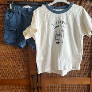 Zara Everyday Surfing Tee and Shorts Set - White & Blue